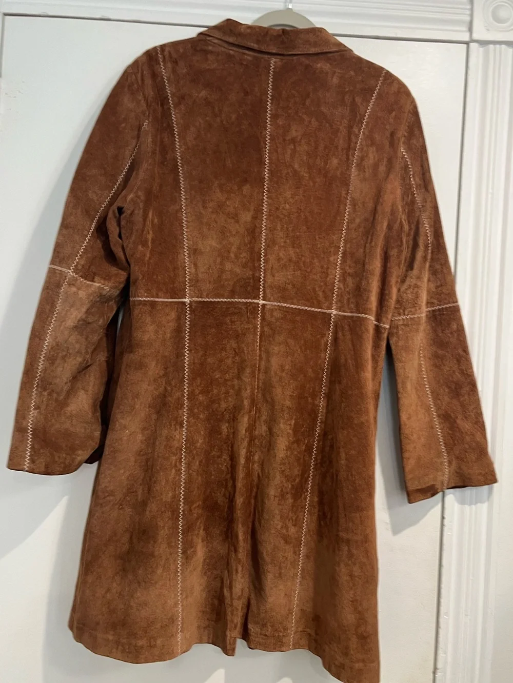 John Paul Richard Uniform Vintage Suede Button-Front Brown Coat Sz. 14 - Picture 3 of 11